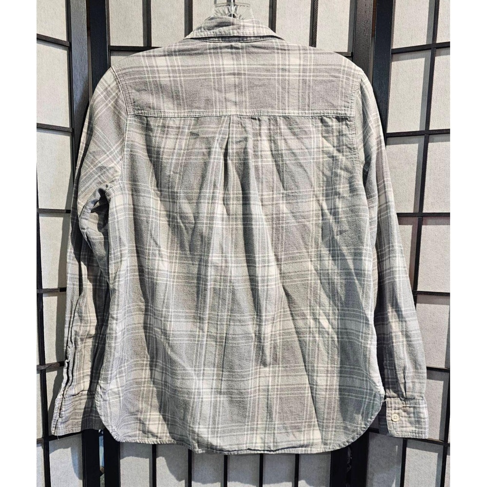 OLD NAVY Womens Classic Shirt Size M Heather Grey/White Plaid Long Sleeve Casual - Picture 7 of 7